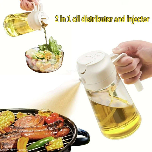 2-in-1 500ml Spray and Pour Oil Dispenser for Kitchen and BBQ