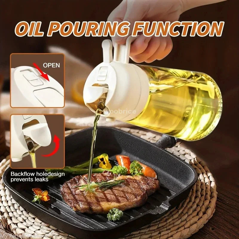 2-in-1 500ml Spray and Pour Oil Dispenser for Kitchen and BBQ